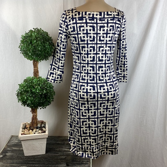 Lilly Pulitzer 100% Silk 3/4 Length Sleeve Geometric Print Dress 4 - Picture 3 of 7